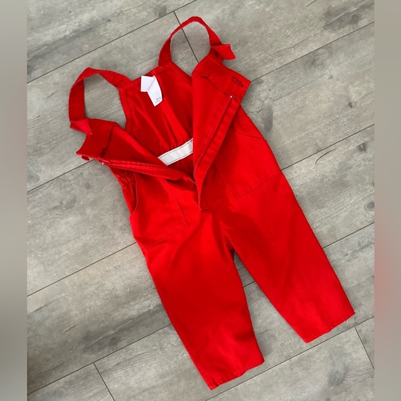 Vintage Rob Roy Bibo Bright Red Overalls 18 months Car buttons Euc - Picture 9 of 16
